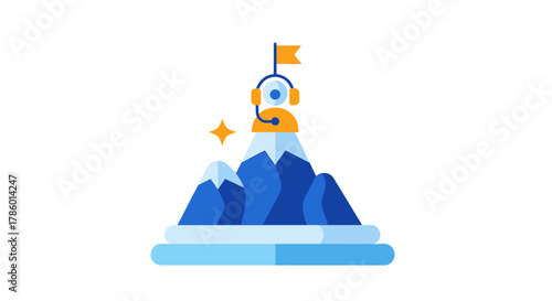 Reaching the Summit - A Cartoon Illustration of Success.