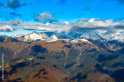 Krasnaya Polyana Mountains, Sochi, Krasnodar Territory. beautiful nature, mountain peaks. background for decoration.