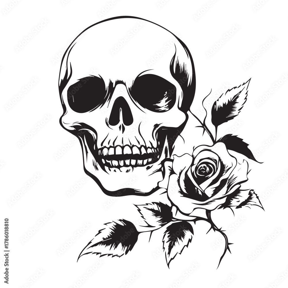 Obraz premium skull with roses