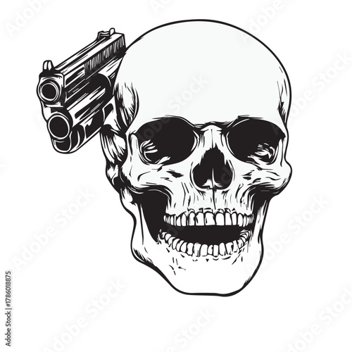 skull with gun