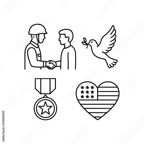 Symbols of peace patriotism and recognition for service