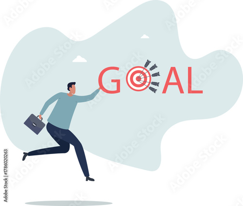 Ladder to reach goal, target and achievement, challenge to find success, business objective or purpose concept.life and employment of people.