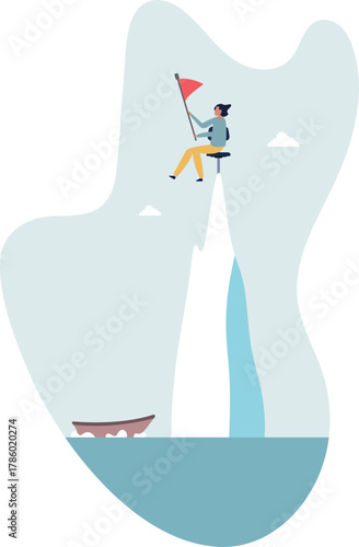 Success iceberg illusion, only success story visible, risk or failure hidden underwater, achievement or leadership concept.about a man and his life.