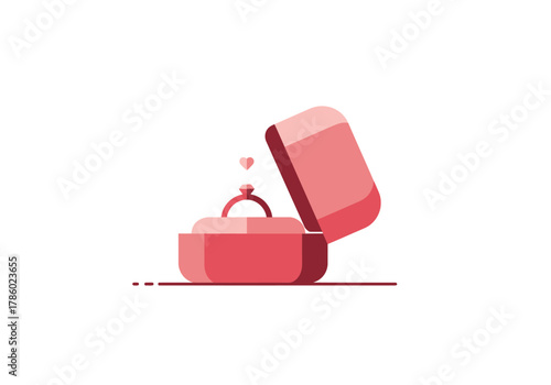 Pink Engagement Ring Box Flat Illustration Minimalist Design for Proposal Background 
