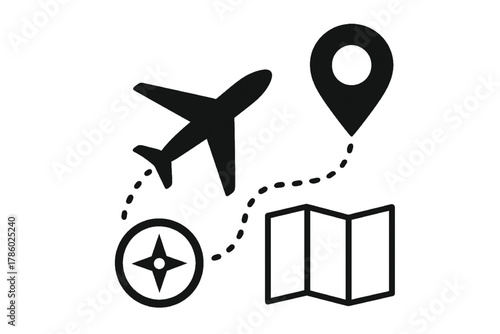 Travel Flight Trajectory Illustration – Air Navigation and Journey Concept