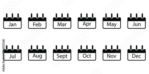 Weekly and Monthly Calendar Icons Set – Editable Vector of Days and Dates in Flat and Outline Style for Web, App, and UI Design