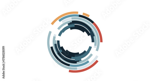 Abstract Colorful Circular Design Element on White Background.