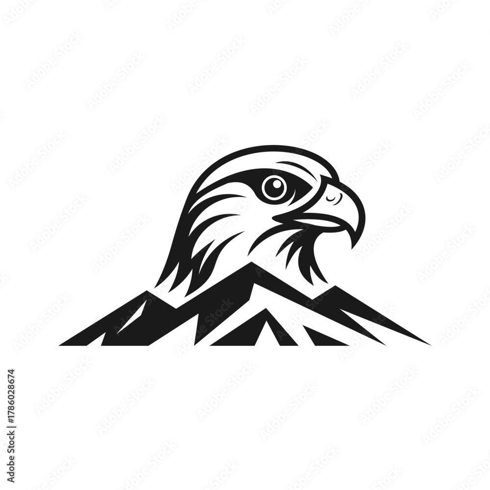 Fototapeta premium Eagle Head and Mountain Logo