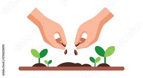 Hands Planting Seeds in Soil - Nurturing New Life and Growth.