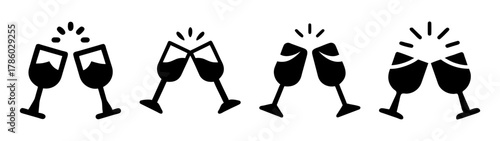 Celebration toast with champagne glasses vector illustration for new year's eve party design