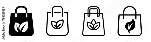 Eco friendly reusable shopping tote bags vector illustration grocery bag set design template