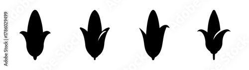 Black corn vector illustration of corn on the cob silhouette isolated on white background design element
