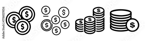 Dollar coins vector illustration for financial growth savings and investment concepts design element