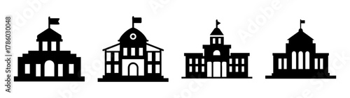Silhouette buildings architecture vector design elements historic landmarks city skyline townscape graphic art