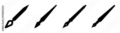 Drawing calligraphy pens illustration set vector art design for artists and designers use in projects