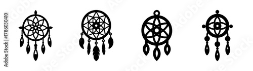 Dream catcher vector set native american indian traditional design elements for art and craft
