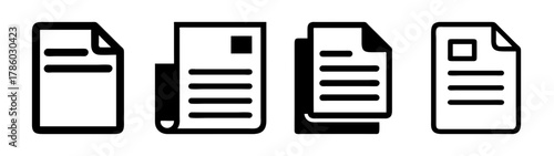 Document file paper sheet icon set vector illustration for business and office use cases design