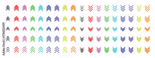Colorful Up and Down Chevron Arrow Icon Set Vector Illustration.