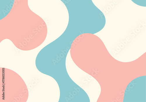 Abstract pastel hand drawn shapes flowers dots lines background. Modern vector illustration