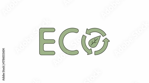 Word Eco animated lettering. Video clip with alpha channel.