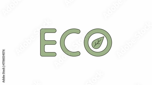 Word Eco animated lettering. Video clip with alpha channel.