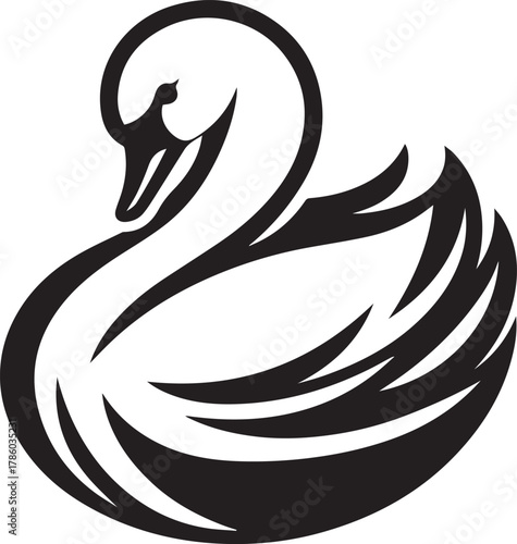 Elegant Swan in Black & White – Minimalist Monochrome Bird Photography