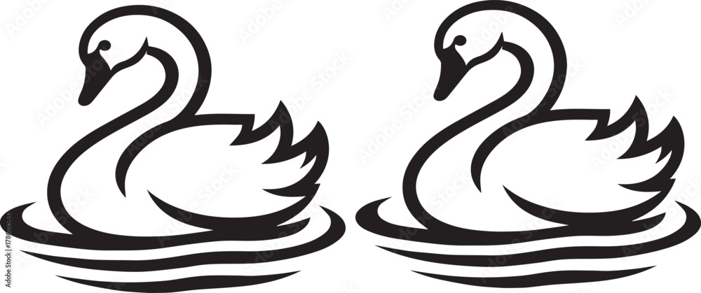 Fototapeta premium Elegant Swan in Black & White – Minimalist Monochrome Bird Photography