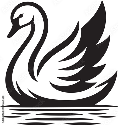 Elegant Swan in Black & White – Minimalist Monochrome Bird Photography