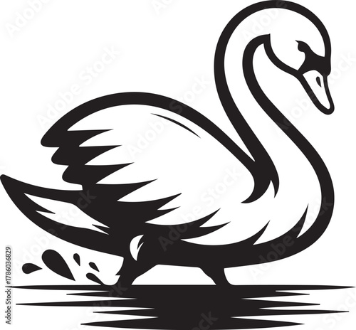 Elegant Swan in Black & White – Minimalist Monochrome Bird Photography