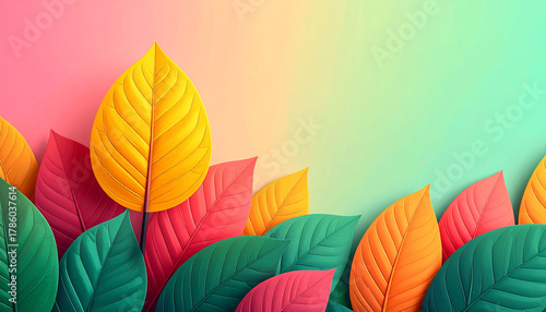 Colorful leaves on a colorful background
4
