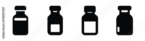 Vector black olive oil bottle set illustration for cooking food product design and branding mockups