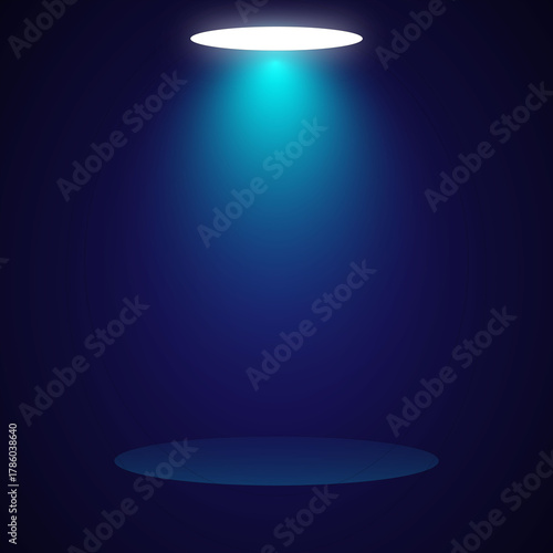 Foto Spotlight on Dark Blue Background