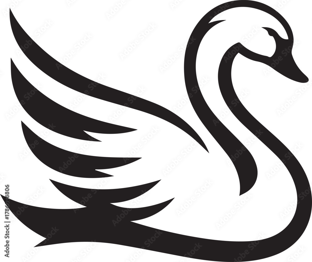 Fototapeta premium Elegant Swan in Black & White – Minimalist Monochrome Bird Photography