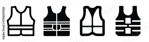 Safety vest icon set high visibility clothing reflective gear workwear apparel construction uniform