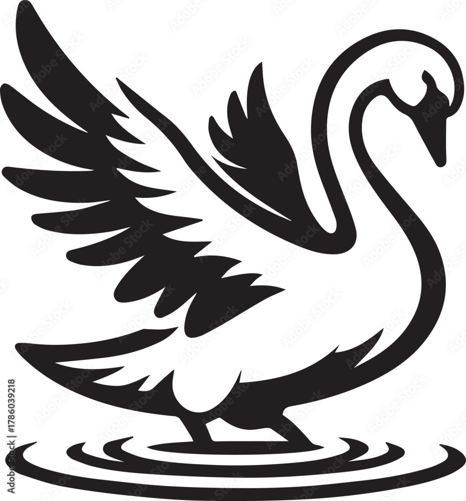 Fototapeta premium Elegant Swan in Black & White – Minimalist Monochrome Bird Photography