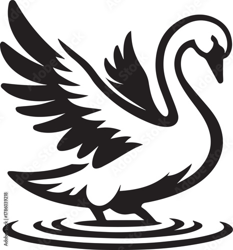 Elegant Swan in Black & White – Minimalist Monochrome Bird Photography