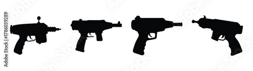 Silhouette of vintage ray guns vector illustration for retro sci fi weapon design and artwork use