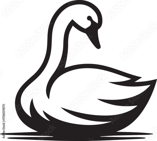 Elegant Swan in Black & White – Minimalist Monochrome Bird Photography