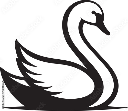 Elegant Swan in Black & White – Minimalist Monochrome Bird Photography