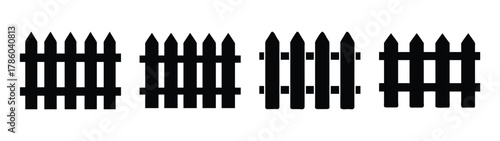 Black picket fence vector illustration for garden fencing and home boundary design and security
