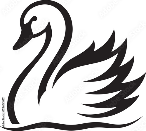 Elegant Swan in Black & White – Minimalist Monochrome Bird Photography