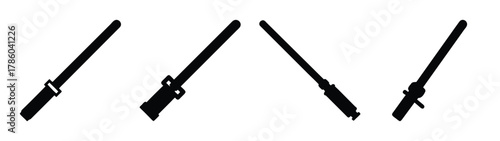 Vector illustration of japanese katana swords collection set martial arts samurai sword isolated on white