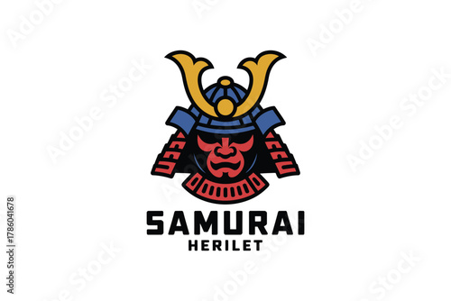 A stylized illustration of a samurai helmet with the text "SAMURAI HERILET" below it on a white background.