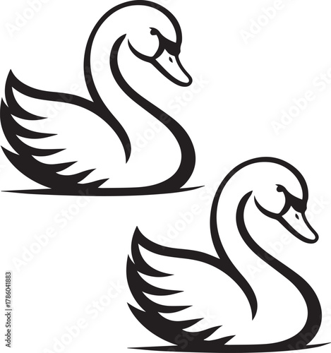 Elegant Swan in Black & White – Minimalist Monochrome Bird Photography