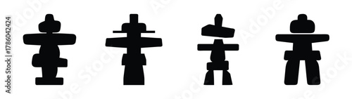 Abstract totem pole art vector illustration design black and white tribal geometric shapes drawing