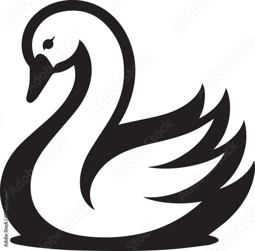 Elegant Swan in Black & White – Minimalist Monochrome Bird Photography