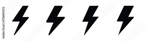 Lightning bolt vector graphic illustration of black thunderbolt shapes for digital design use