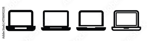 Four black and white mobile phones vector design for smartphone technology and communication usage