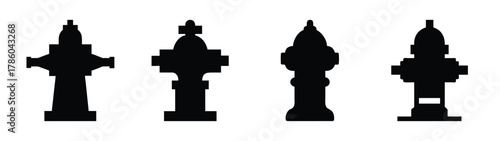 Silhouette illustration of architectural towers, landmarks, and spire structures vector design element