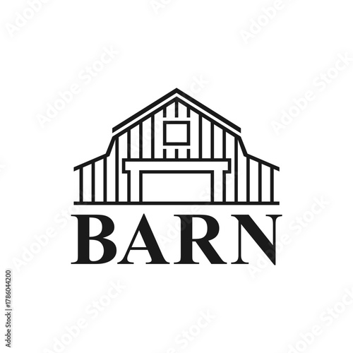 Classic Barn Logo Design. A clean and minimalist black line art logo.